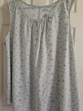 croft & barrow Pale Blue Floral Sleeveless Blouse